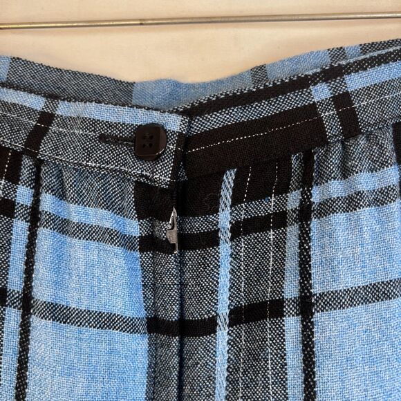 VTG Brian David Canada Tartan Plaid Skirt Blue Black Wool Blend Size Small - Picture 3 of 6
